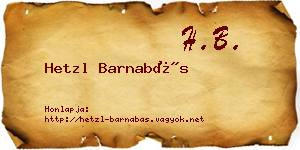 Hetzl Barnabás névjegykártya